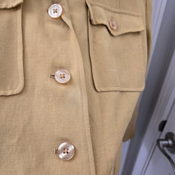 Vtg Silk Lore Blazer Jacket Medium Butterscotch Tan Safari Utility Retro Silk - Picture 12 of 14